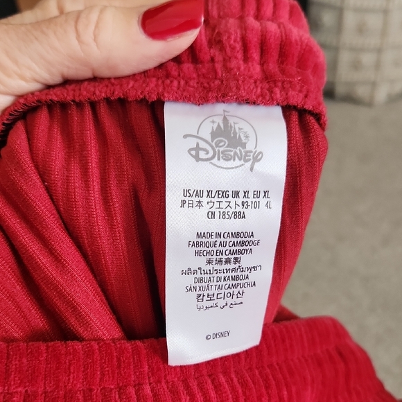 Disney Parks Red Cordoroy Lounge Set Christmas 2025 Edition with Gold MickeyLogo - Picture 5 of 6